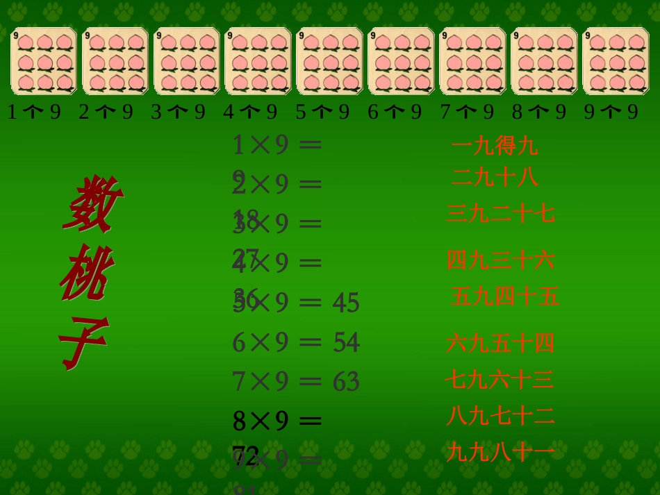 人教版二年级数学上册9的乘法口诀课件_第3页