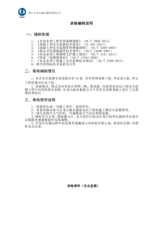 浙江长龙山抽水蓄能电站安全监测表格(报批版)