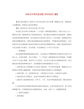 2020年大学生党支部工作计划【三篇】