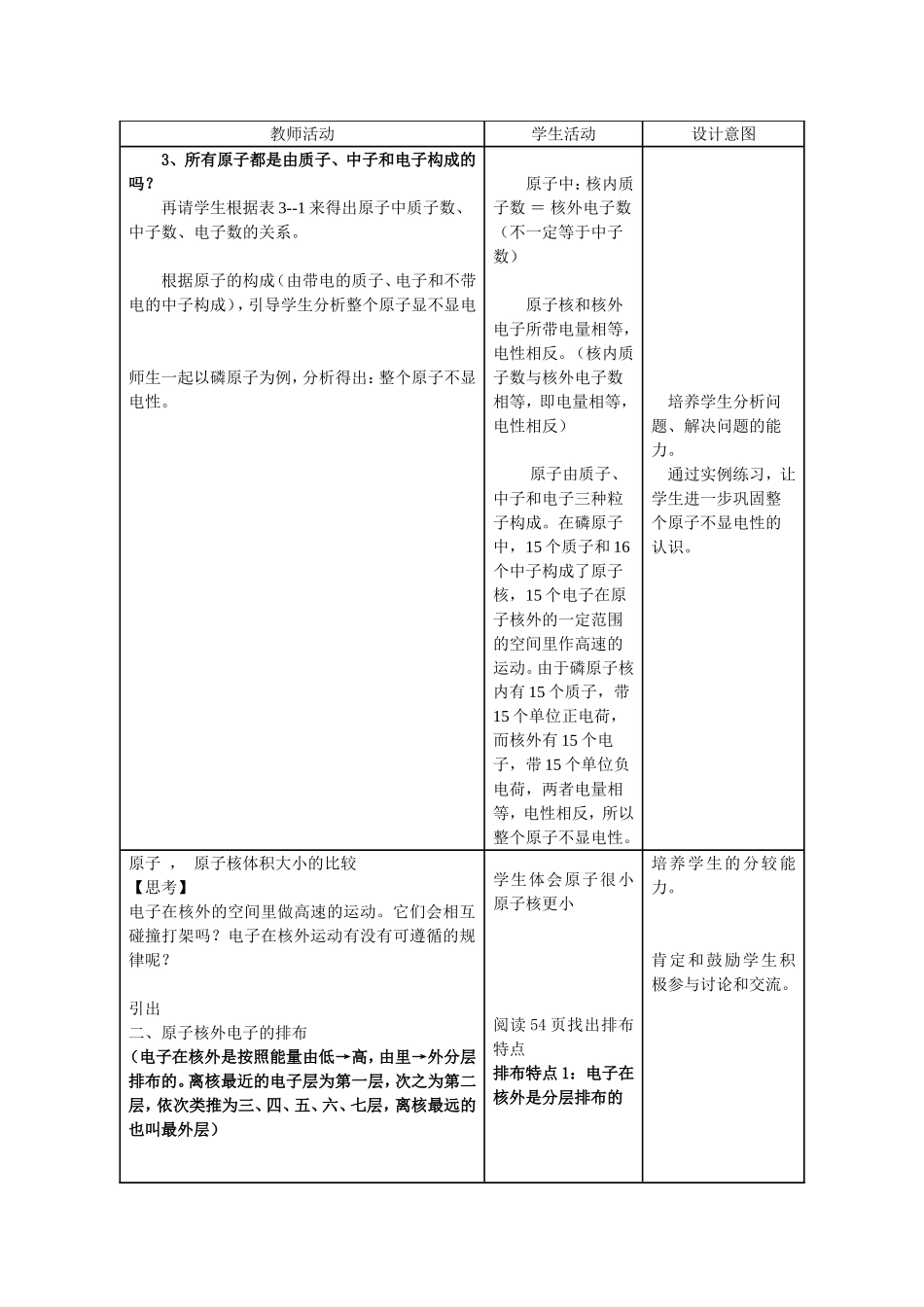 原子的结构教学设计及课后教学反思_第3页