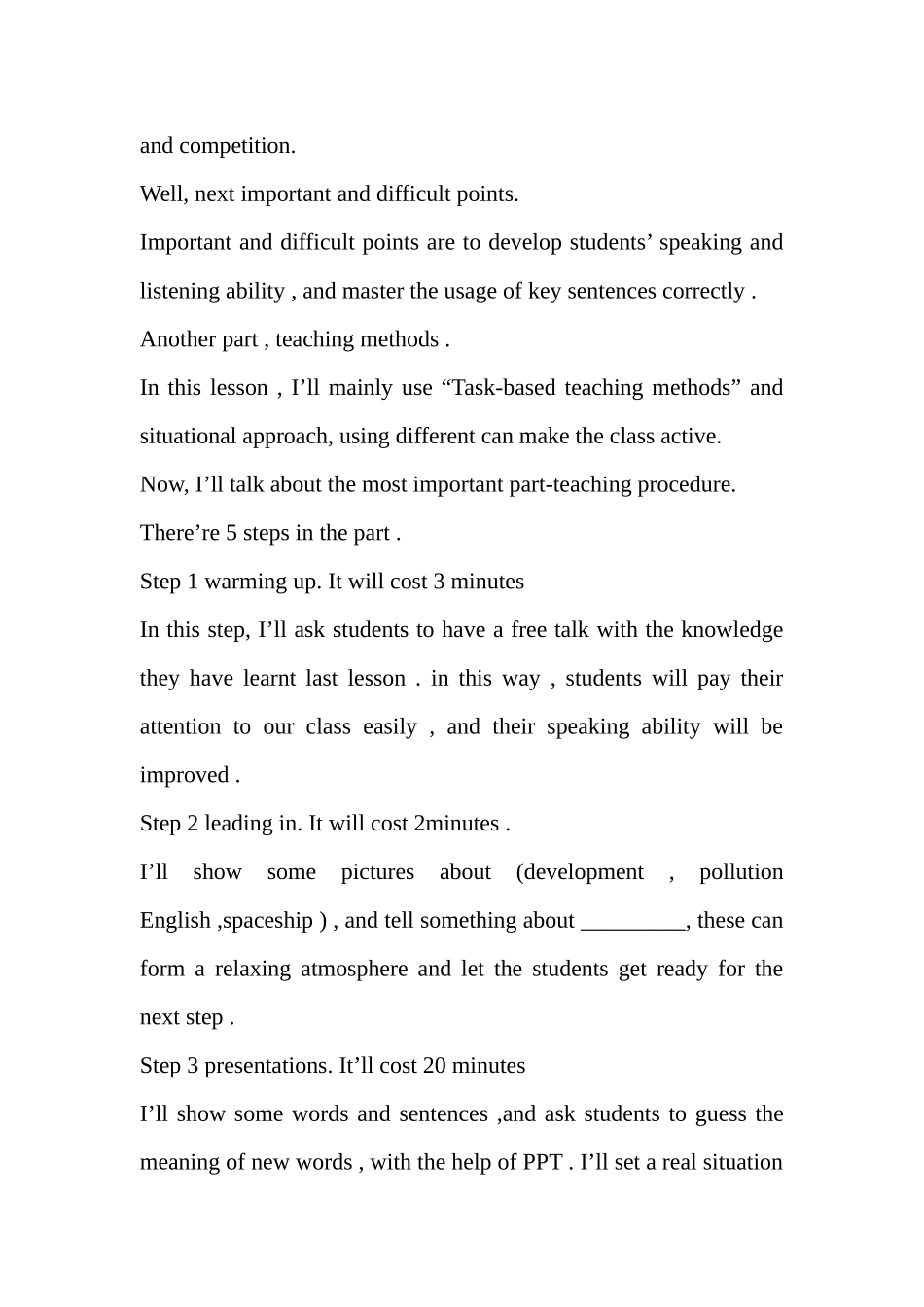 中学英语教师招聘面试全英文说课稿_第2页