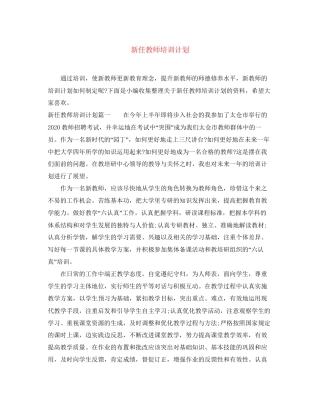 新任教师培训计划