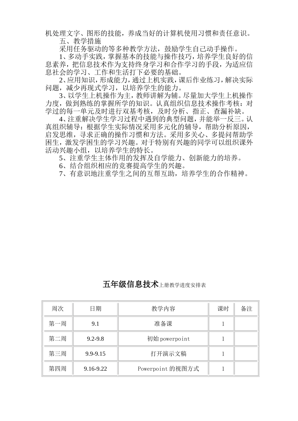 小学信息技术五年级上册教学计划_第2页