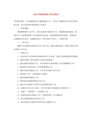 2020年学校共青团工作计划范文