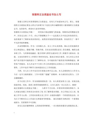 客服转正自我鉴定书怎么写 