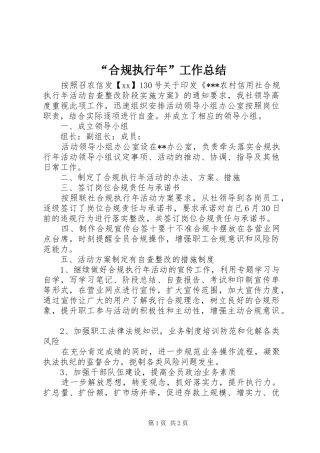 “合规执行年”工作总结