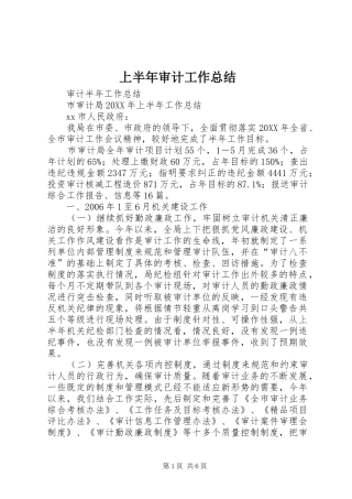 上半年审计工作总结