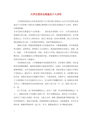 大学生团员自我鉴定个人评价 