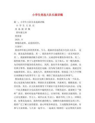 小学生竞选大队长演讲稿 