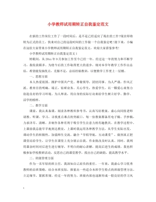 小学教师试用期转正自我鉴定范文 