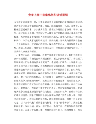 竞争上岗干部集体组织谈话提纲 