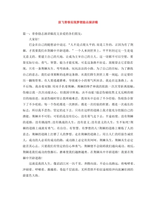 放飞青春实现梦想励志演讲稿 