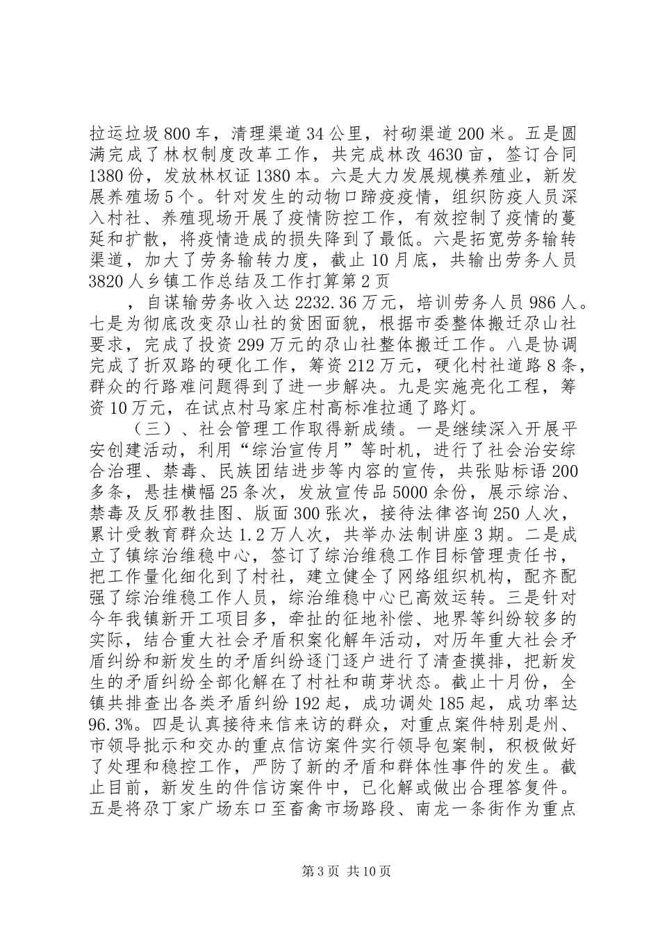 乡镇工作总结及工作打算_第3页