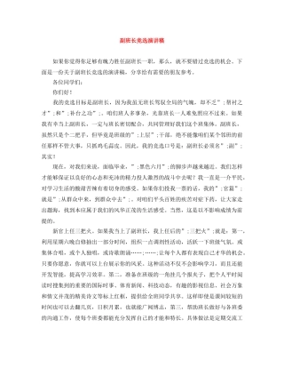 副班长竞选演讲稿 