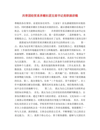 共青团经贸系弄潮社团支部书记竞职演讲稿 