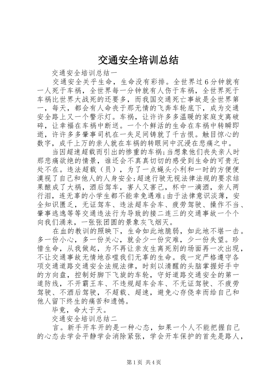 交通安全培训总结_第1页