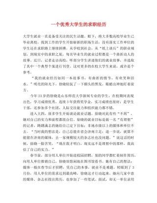 一个优秀大学生的求职经历 