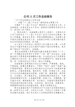 公司11月工作总结报告