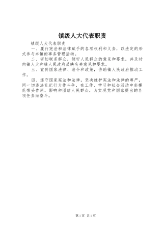 镇级人大代表职责