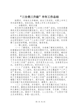 “三分类三升级”半年工作总结