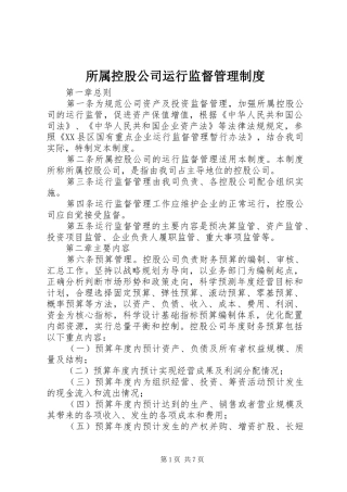 所属控股公司运行监督管理制度