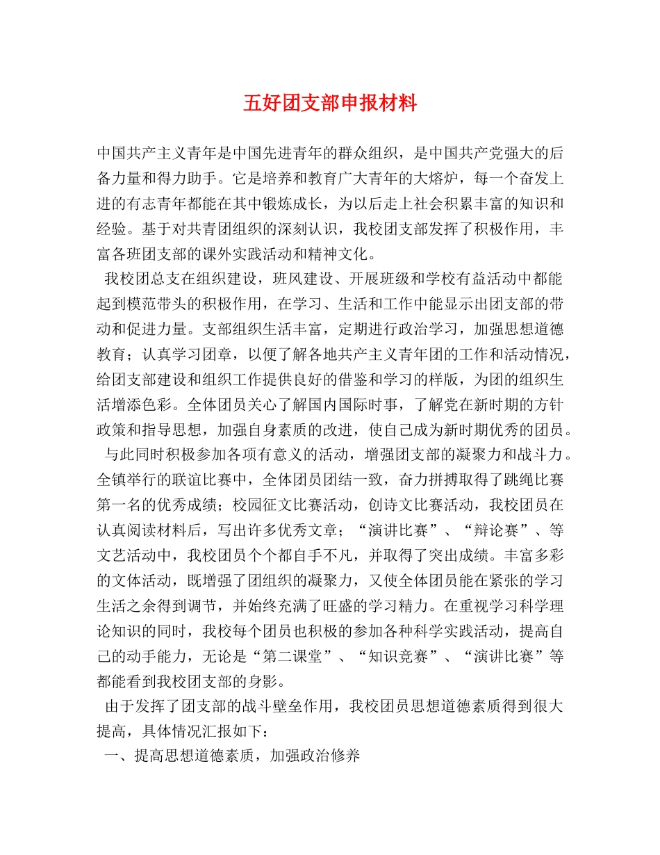 五好团支部申报材料 _第1页