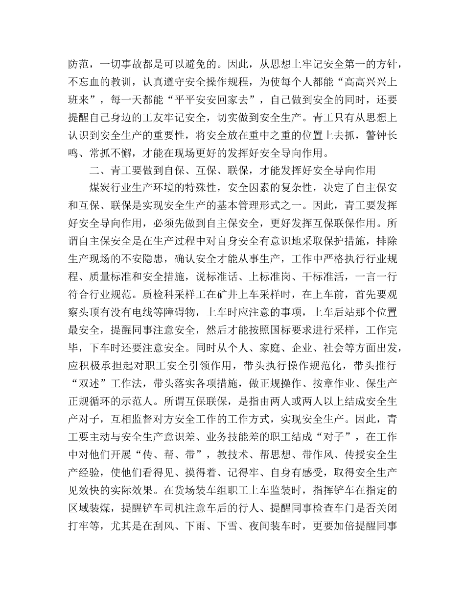 煤炭企业安全生产工作青年团员发挥的重要作用 _第2页