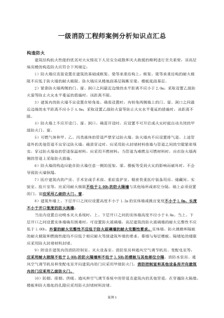 一级消防工程师案例分析知识点汇总