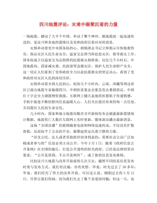 四川地震评论灾难中凝聚沉着的力量 