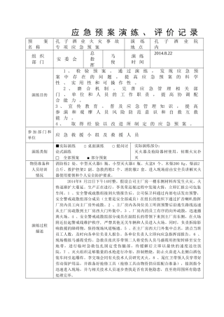 应急预案演练记录表