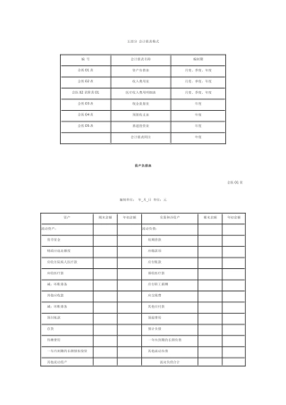 医院会计报表格式