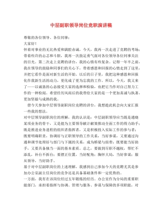 中层副职领导岗位竞职演讲稿 