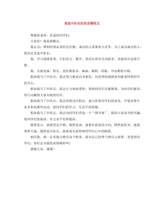 竞选中队长的发言稿范文 
