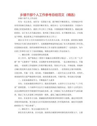 乡镇干部个人工作参考总结范文（精选） 