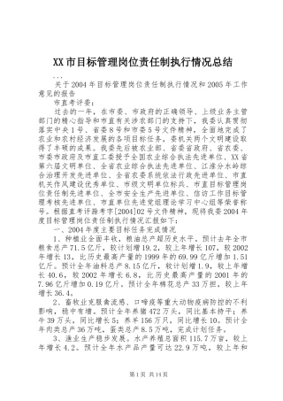 XX市目标管理岗位责任制执行情况总结