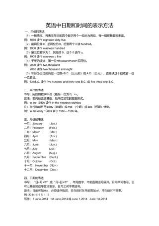 英语中日期和时间的表示方法