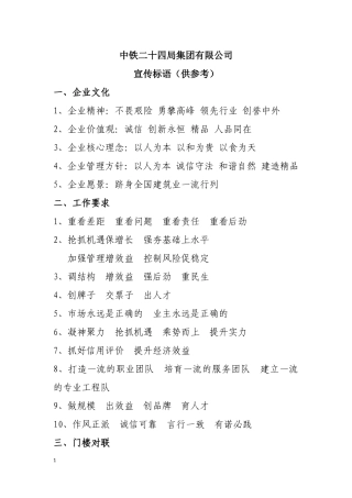 中铁二十四局宣传标语(供参考)