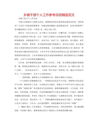 乡镇干部个人工作参考总结精选范文 