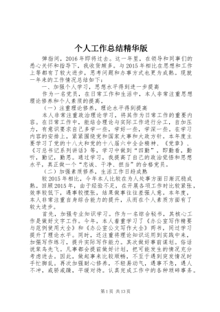 个人工作总结精华版