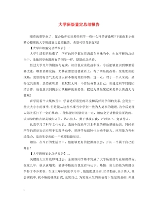大学班级鉴定总结报告 