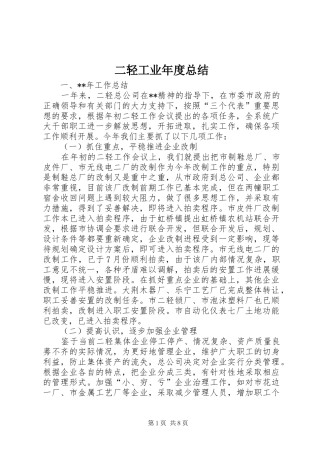 二轻工业年度总结