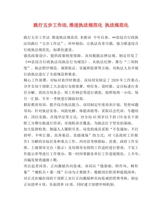 践行五步工作法,推进执法规范化 执法规范化 