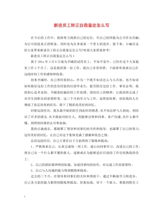 新进员工转正自我鉴定怎么写 