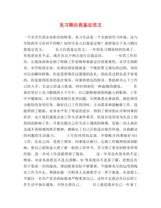 见习期自我鉴定范文 