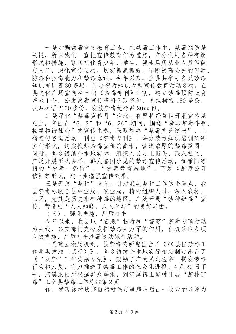 全县禁毒工作总结_第2页