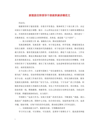新提拔任职领导干部就职演讲稿范文 