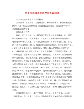 关于当选镇长表态发言五篇精选 