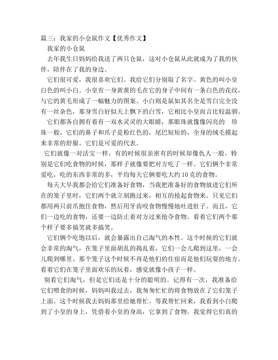 我家的小仓鼠作文300字 _第2页