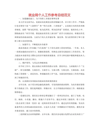 就业局个人工作参考总结范文 