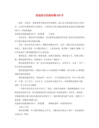 竞选组长的演讲稿500字 